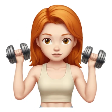 Ginger gym girl with dumbbells and cream tank top sticker