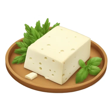 white cheese spread in a tray with herb sticker