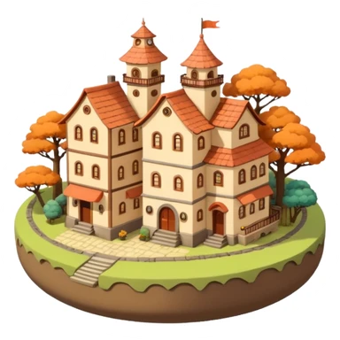 Ghibli-style little city and small home sticker