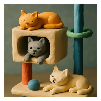 cats relaxing in a vertical playhouse sticker