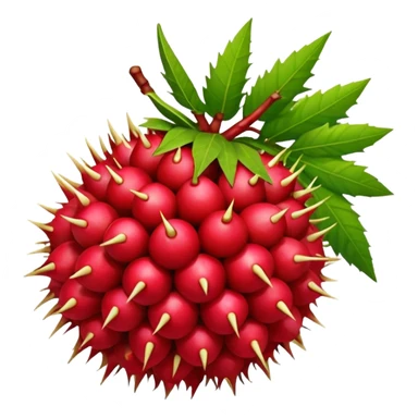 rambutan fruit with leaf sticker