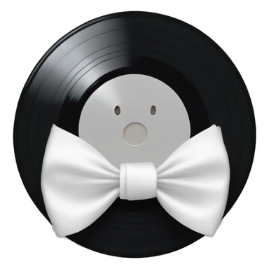 vinyl record with white bow sticker