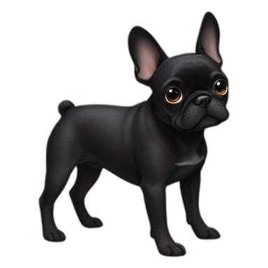 black frenchie with girl dark hair sticker