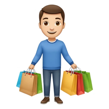 man with shopping bags sticker
