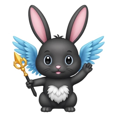 Black bunny with wings and with wand  sticker