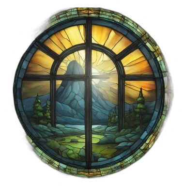 ufo-stained-glass-church-window sticker