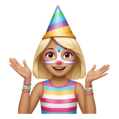 A cheerful girl with face paint stripes, clapping her hands with joy. sticker