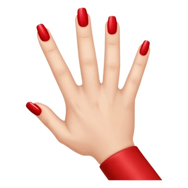 A woman's hand with red nail polish sticker