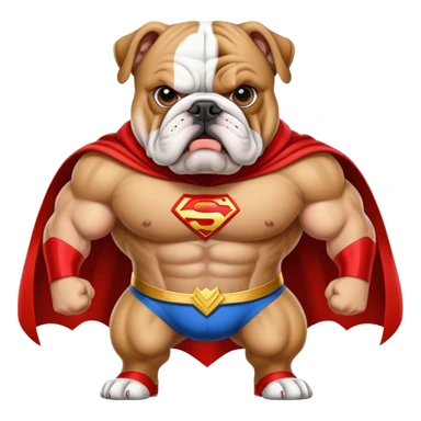 bulldog ingles traje super héroe sticker