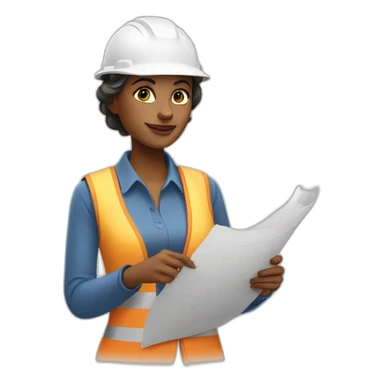 woman architect in vest holding blueprints sticker