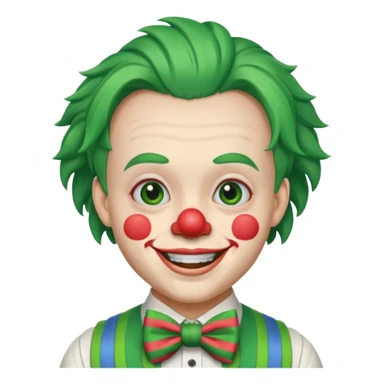 Clown with striped bow tie, green hair sticker