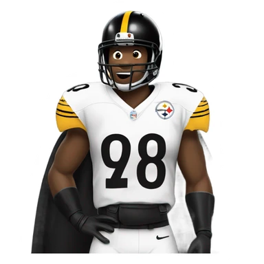 Pittsburgh Steelers player in uniform with black cape. sticker