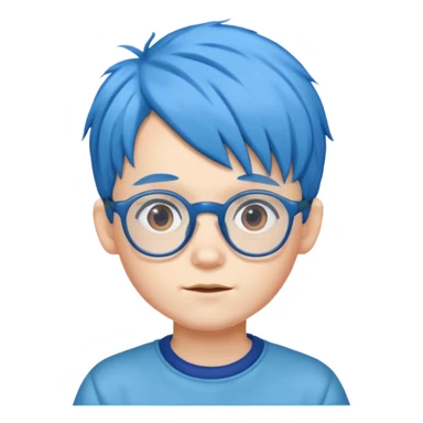 blue haired kid with glasses sticker