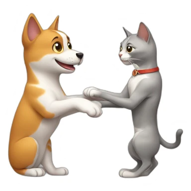 cat handshaking with dog sticker