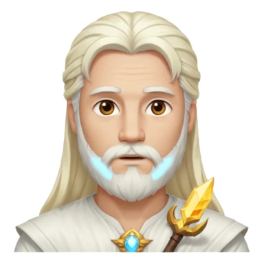 Baldr, God of Light from Gods and Goddesses with long platinum blonde hair and beard, white outfit sticker