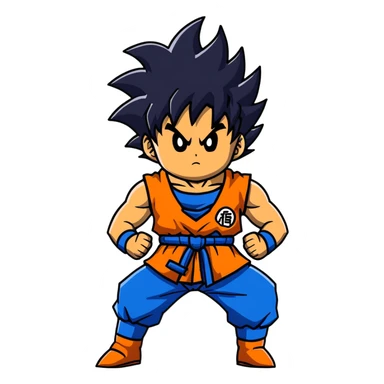 Goku from Dragon Ball Z, spiky black hair, orange gi sticker