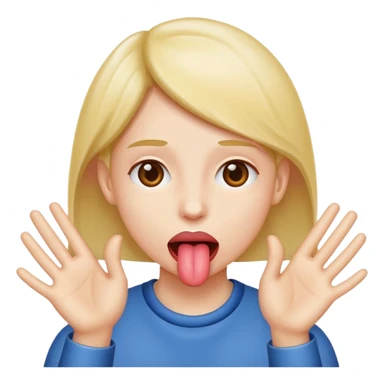 Tongue sticking out with hands to the side sticker