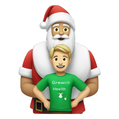 Santa and Rudolph wearing a green t-shirt with the words ‘Greenwich Health’ written in white letters  sticker