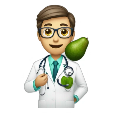 A doctor using an avocado as a stethoscope sticker