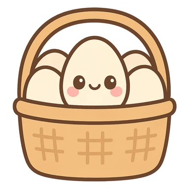 cute kawaii style emoji of a basket of fresh eggs with blushing cheeks sticker