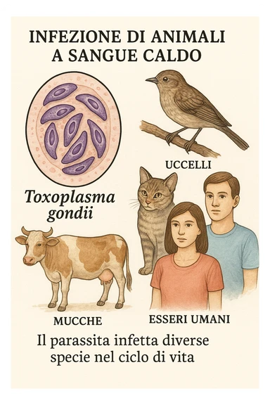 Toxoplasma gondii, che infetta tutti gli animali a sangue caldo, compreso l'essere umano in italiano sticker