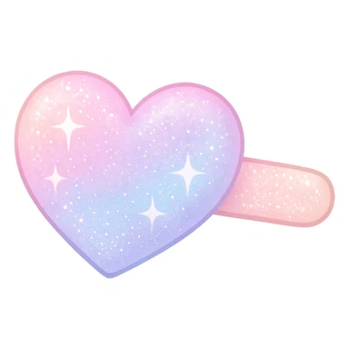 girly sparkling heart-shaped hair clip, cute, no background, pastel colors sticker