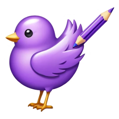 Twitter writer badge, purple badge with white pencil icon sticker