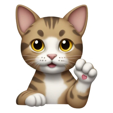cat holding up rock on paw sticker