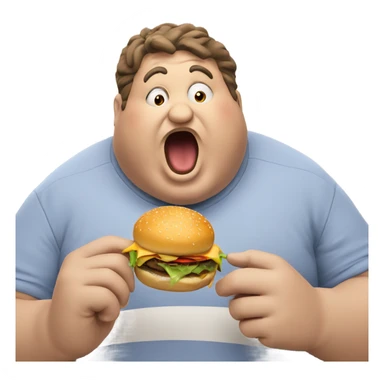 Fat man eating burger sticker