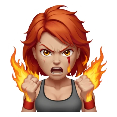 burning angry bodybuilder red haired woman sticker