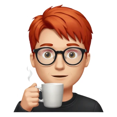 glasses red hair man drink coffee sticker