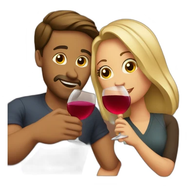 couple drinking wine sticker