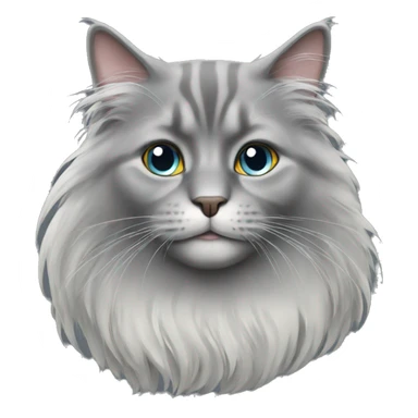 grey long haired cat sticker