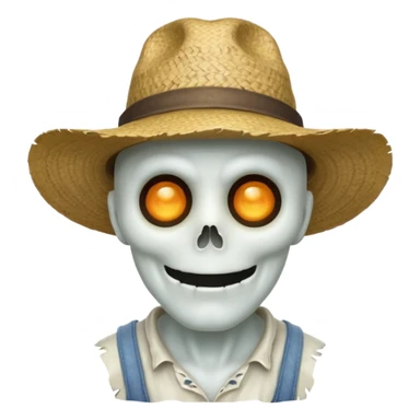 ghost farmer portrait, head and shoulders only, straw hat, spooky pale face, cracked skin, haunted vibe, 3D cartoon, mobile game icon style, clean background, no text, no watermark
 
 sticker