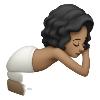 White girl with black hair sleeping  sticker