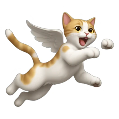 un gato volando cfon alas  sticker