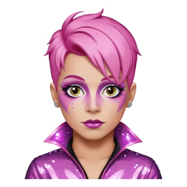 pink hair drag king fabulous makeup with glitter sticker