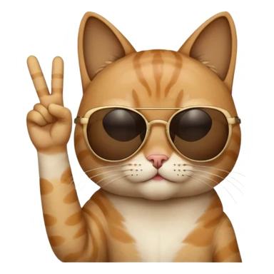 a cat wearing sunglasses a saying peace out on his head there would be written peace out and he will do the pose for peace out sticker