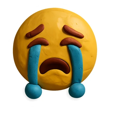 funny crying emoji in claymation style sticker
