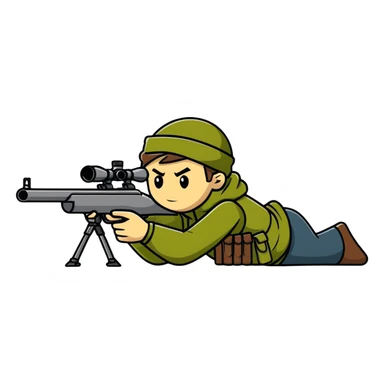 sniper cartoon lying down shooting position sticker