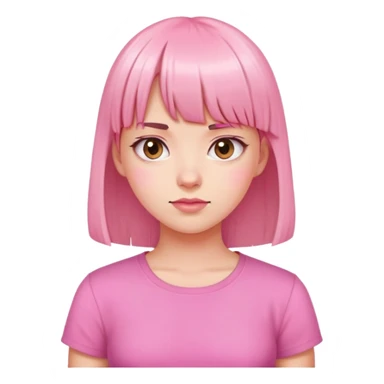 Girl with pink shirt and bangs sticker