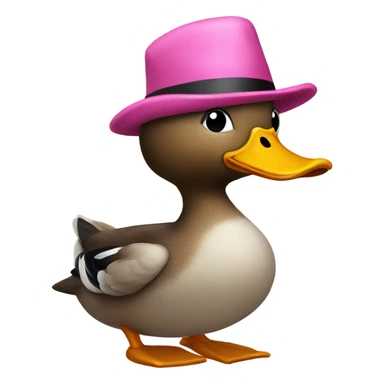 Duck with a pink hat sticker
