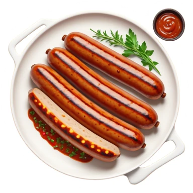 Cinematic spicy chipotle sausage, glistening with smoky, tangy sauce, charred and grilled to perfection, sliced open to reveal juicy filling, served with fresh herbs, rich and flavorful, detailed and appetizing. sticker