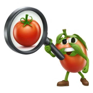 happy tomato with magnifying glass in hand sticker