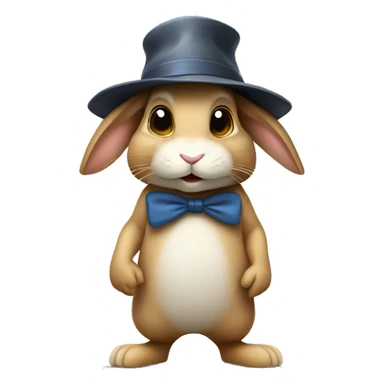 rabbit stands on two legs with a hat two ears sticker