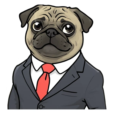 Pug in suit sticker