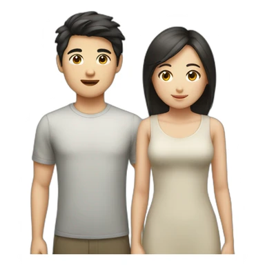 Asian boy and Caucasian girl couple sticker