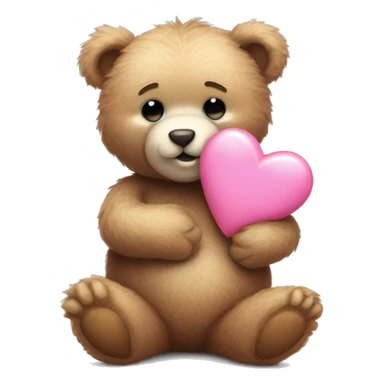 Cute furry teddy bear blushing holding pink heart  sticker