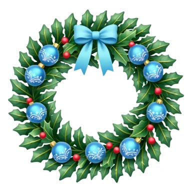 small Christmas wreath with light blue details sticker