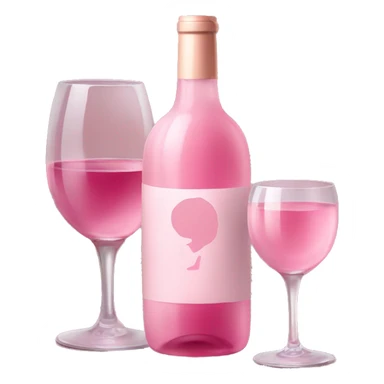 fancy bottle baby pink wine with a glass next to it sticker